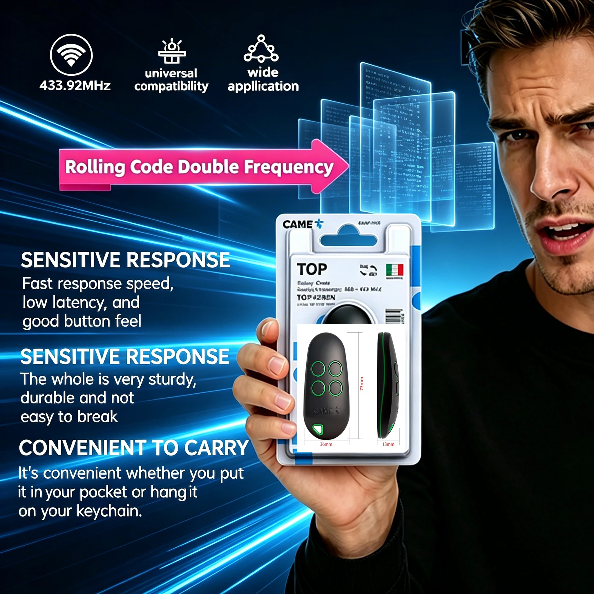 3-30pcs CAME TOPD4REN 806TS-0290 D2REN Remote Control 433.92-868.35MHz Garage Door Opener Handheld Transmitter
3-30pcs CAME TOPD4REN 806TS-0290 D2REN Remote Control 433.92-868.35MHz Garage Door Opener Handheld Transmitter