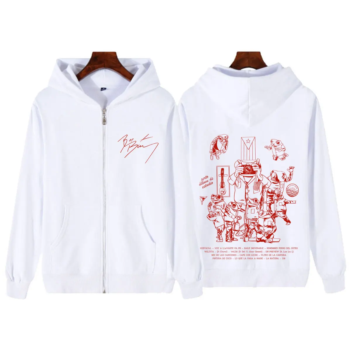 Rapper Bad Bunny Debi Tirar Mas Fotos DTMF Print Zipper Hoodie Men Women Hip-hop Fashion Sweatshirts Loose Casual Zip Up Jackets
Rapper Bad Bunny Debi Tirar Mas Fotos DTMF Print Zipper Hoodie Men Women Hip-hop Fashion Sweatshirts Loose Casual Zip Up Jackets