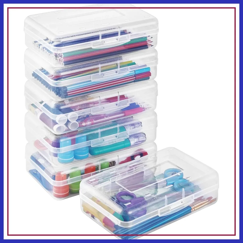 6 Pack Plastic Pencil Case Box, Large Pen Organizer, Snap Lid Containers, Stackable Craft Storage, School Supplies Art Box for Beads, Clear
6 Pack Plastic Pencil Case Box, Large Pen Organizer, Snap Lid Containers, Stackable Craft Storage, School Supplies Art Box for Beads, Clear