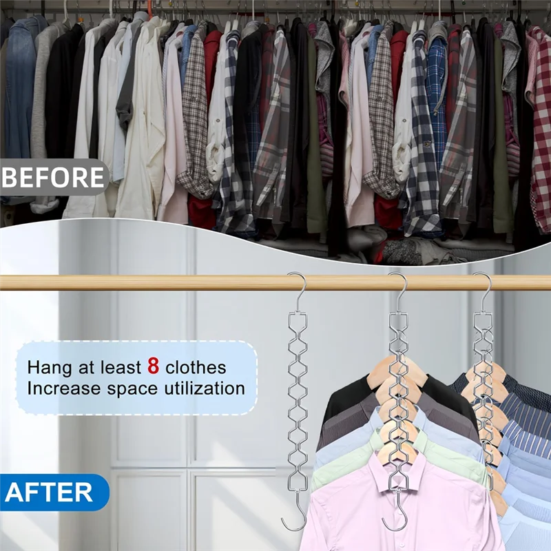 ABKY-6 Pack Heavy Duty Space-Saving Hangers, 30 Lbs Capacity Magic For Clothes Space Saver With 360° Swivel Hooks 
ABKY-6 Pack Heavy Duty Space-Saving Hangers, 30 Lbs Capacity Magic For Clothes Space Saver With 360° Swivel Hooks