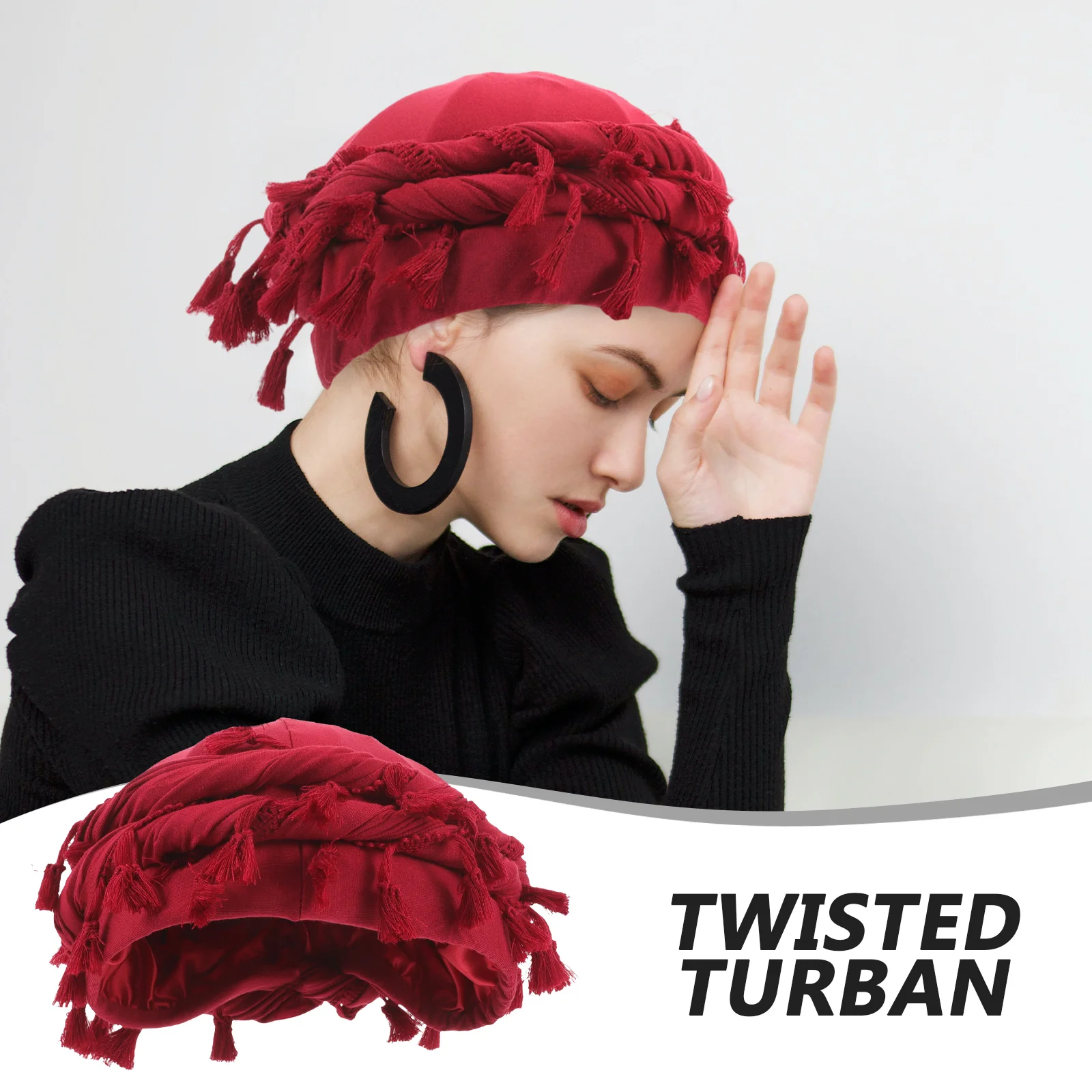 Elastic Twisted Turban Head Wraps Hair Care Tail Hat Men Women Rider Cap Scarf Mens Stretchy Tassel Red M Size
Elastic Twisted Turban Head Wraps Hair Care Tail Hat Men Women Rider Cap Scarf Mens Stretchy Tassel Red M Size