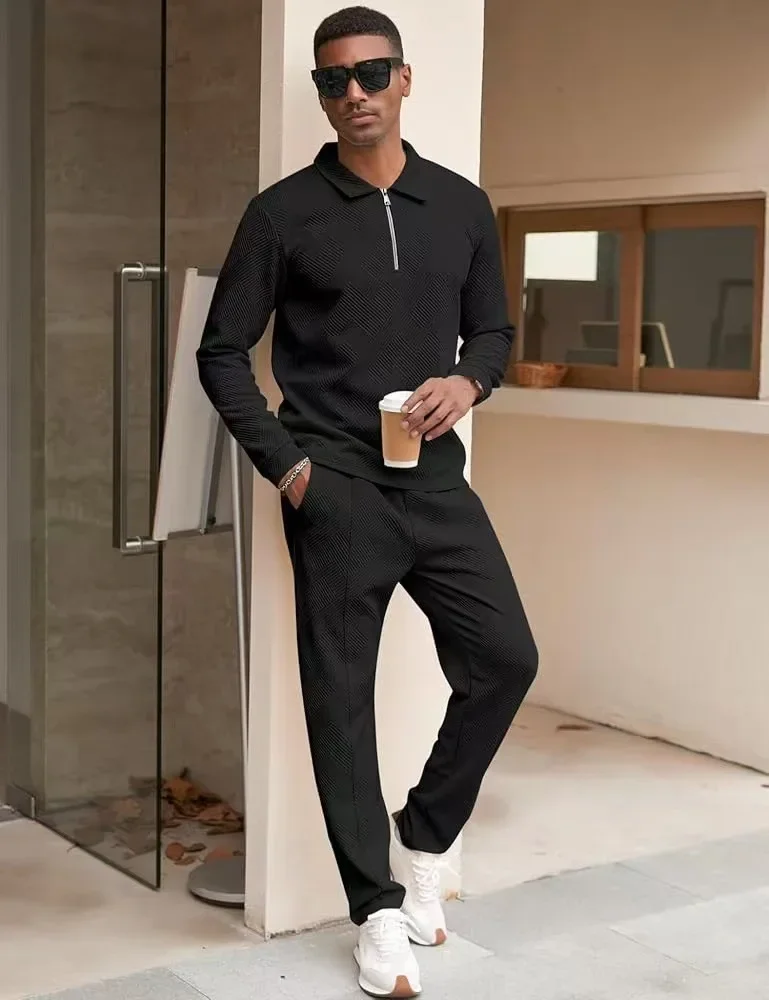 Spring Autumn New Male Jacquard Long Sleeve Polo Shirt Long Pants Two-piece Set Fashion Casual Sports Solid Suits Men's Clothing
Spring Autumn New Male Jacquard Long Sleeve Polo Shirt Long Pants Two-piece Set Fashion Casual Sports Solid Suits Men's Clothing