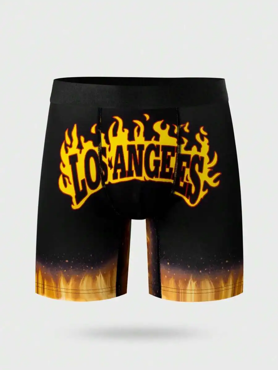 Mens Flame Print Letter Design Elastic Waist Boxer Shorts
Mens Flame Print Letter Design Elastic Waist Boxer Shorts