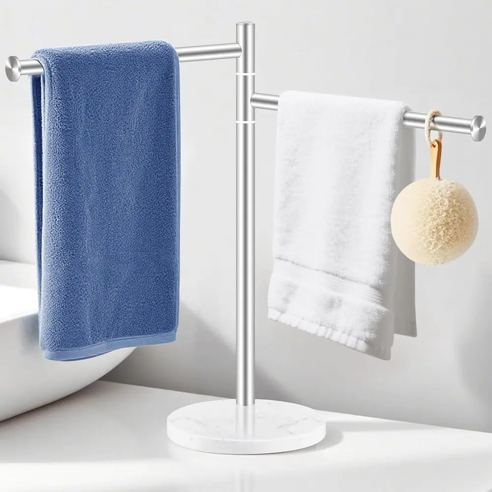 Modern Swivel Hand Towel Rack with Marble Base, Brushed Nickel Finish, for Kitchen or Bathroom Countertop
Modern Swivel Hand Towel Rack with Marble Base, Brushed Nickel Finish, for Kitchen or Bathroom Countertop