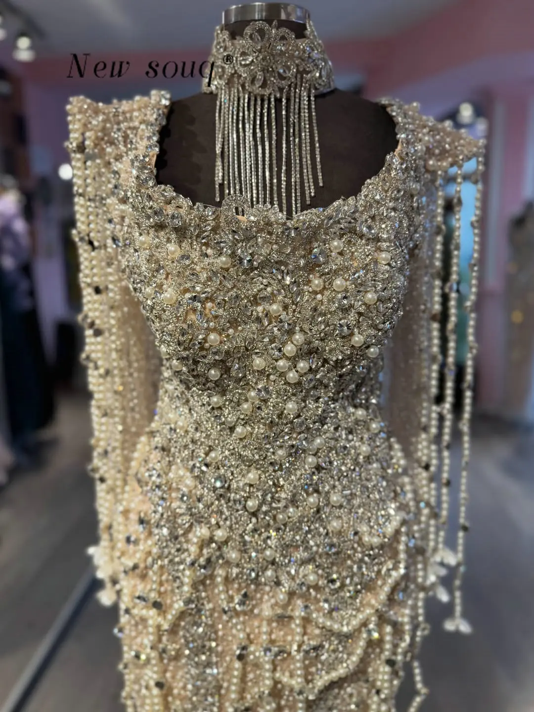 Champagne Square Neck Long Sleeves Evening Dresses with Beading Tassel Arabic Elegant Women's Wedding Prom Gowns Customized
Champagne Square Neck Long Sleeves Evening Dresses with Beading Tassel Arabic Elegant Women's Wedding Prom Gowns Customized