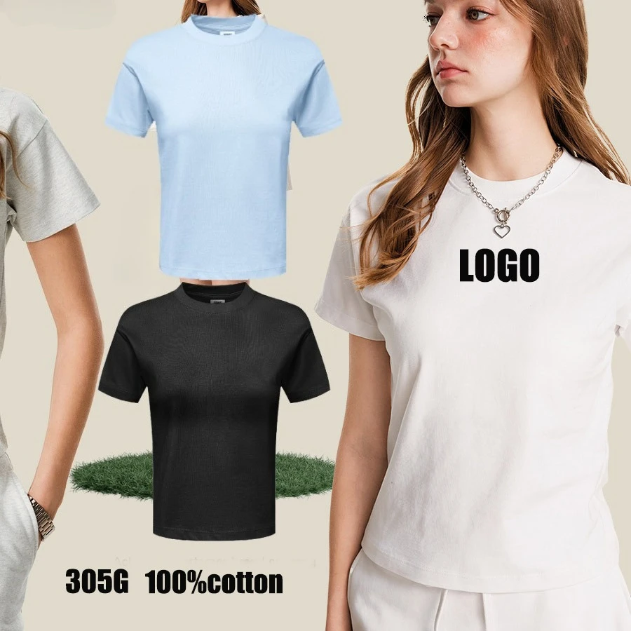 Customized LOGO Women's Summer 305G Heavy 100% Cotton Short Front Shoulder Casual Sports Short Sleeve T-Shirt
Customized LOGO Women's Summer 305G Heavy 100% Cotton Short Front Shoulder Casual Sports Short Sleeve T-Shirt