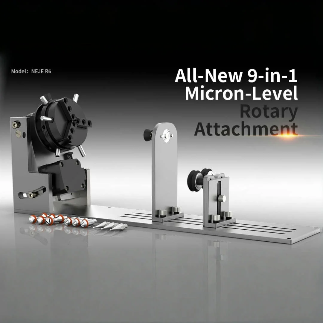 NEJE R6 9-in-1 Universal Multi-function Micrometer Level Rotation Attachment – A-axis Quick-operation Chuck/Roller Rotation
NEJE R6 9-in-1 Universal Multi-function Micrometer Level Rotation Attachment – A-axis Quick-operation Chuck/Roller Rotation