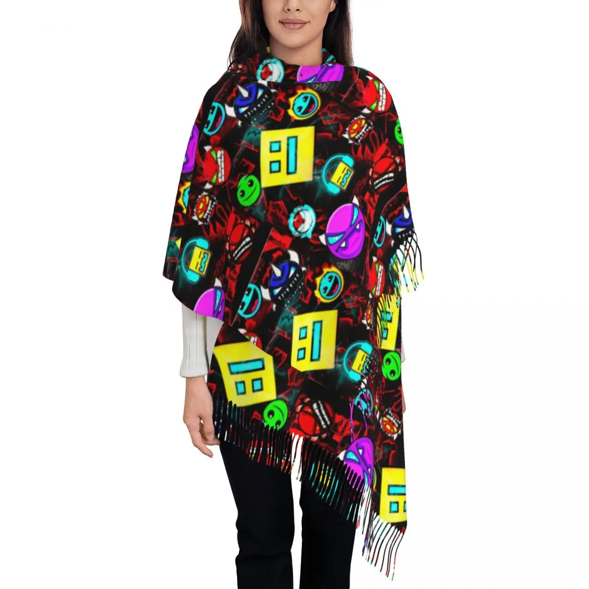 Geometry Dash Runner игровой шарф для женщин, теплые зимние шали и накидка, большой шарф-шаль с геометрическим рисунком Dash для вечернего платья
Geometry Dash Runner игровой шарф для женщин, теплые зимние шали и накидка, большой шарф-шаль с геометрическим рисунком Dash для вечернего платья