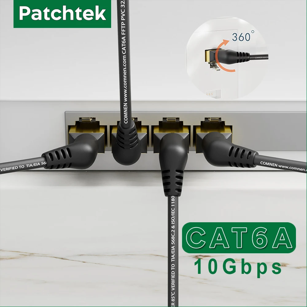 Patchtek CAT6A Ethernet Cable 10Gbps 90/360 Degree Rotation 10G Cat6 Patch Cord UTP Lan Cable for Ps5 Router Xbox Computer
Patchtek CAT6A Ethernet Cable 10Gbps 90/360 Degree Rotation 10G Cat6 Patch Cord UTP Lan Cable for Ps5 Router Xbox Computer