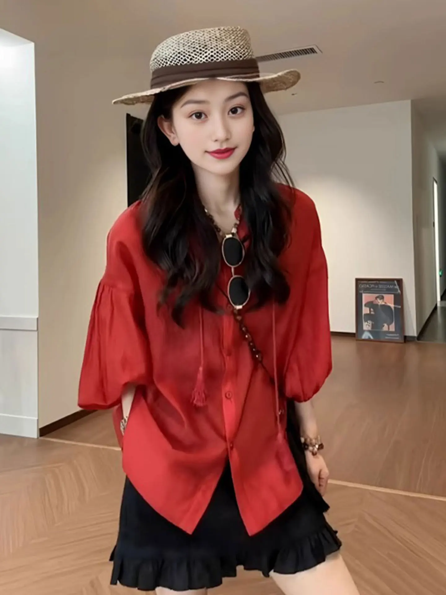 Удобная дышащая летняя верхняя одежда с одной пуговицей, приятная для кожи, в корейском стиле, прямого кроя, Ele Long Sve
Удобная дышащая летняя верхняя одежда с одной пуговицей, приятная для кожи, в корейском стиле, прямого кроя, Ele Long Sve