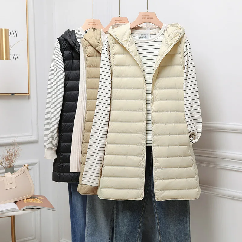 New Women Autumn Winter Ultra Light Duck Down Vests Seemless Hooded Long Jackets Sleeveless Puffer Waistcoat Basic Parkas
New Women Autumn Winter Ultra Light Duck Down Vests Seemless Hooded Long Jackets Sleeveless Puffer Waistcoat Basic Parkas