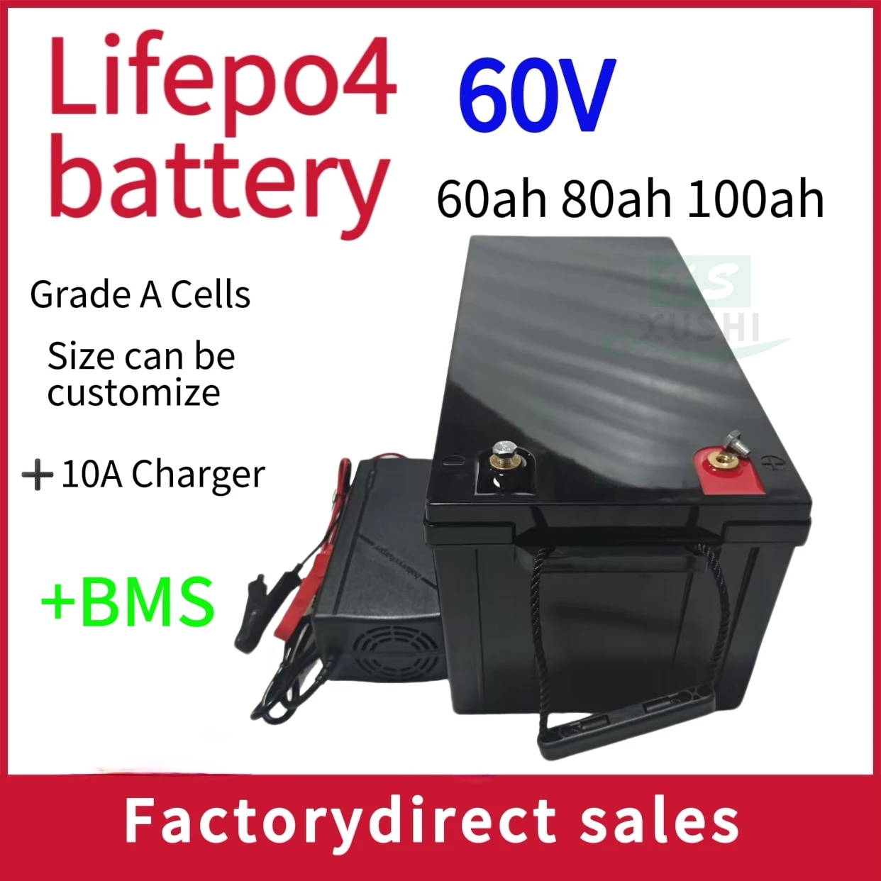 LiFepo4 lithium batetry 60V 80Ah 100Ah for 6000W motorcycle scooter electric rickshaw Lead acid replacement + charger
LiFepo4 lithium batetry 60V 80Ah 100Ah for 6000W motorcycle scooter electric rickshaw Lead acid replacement + charger