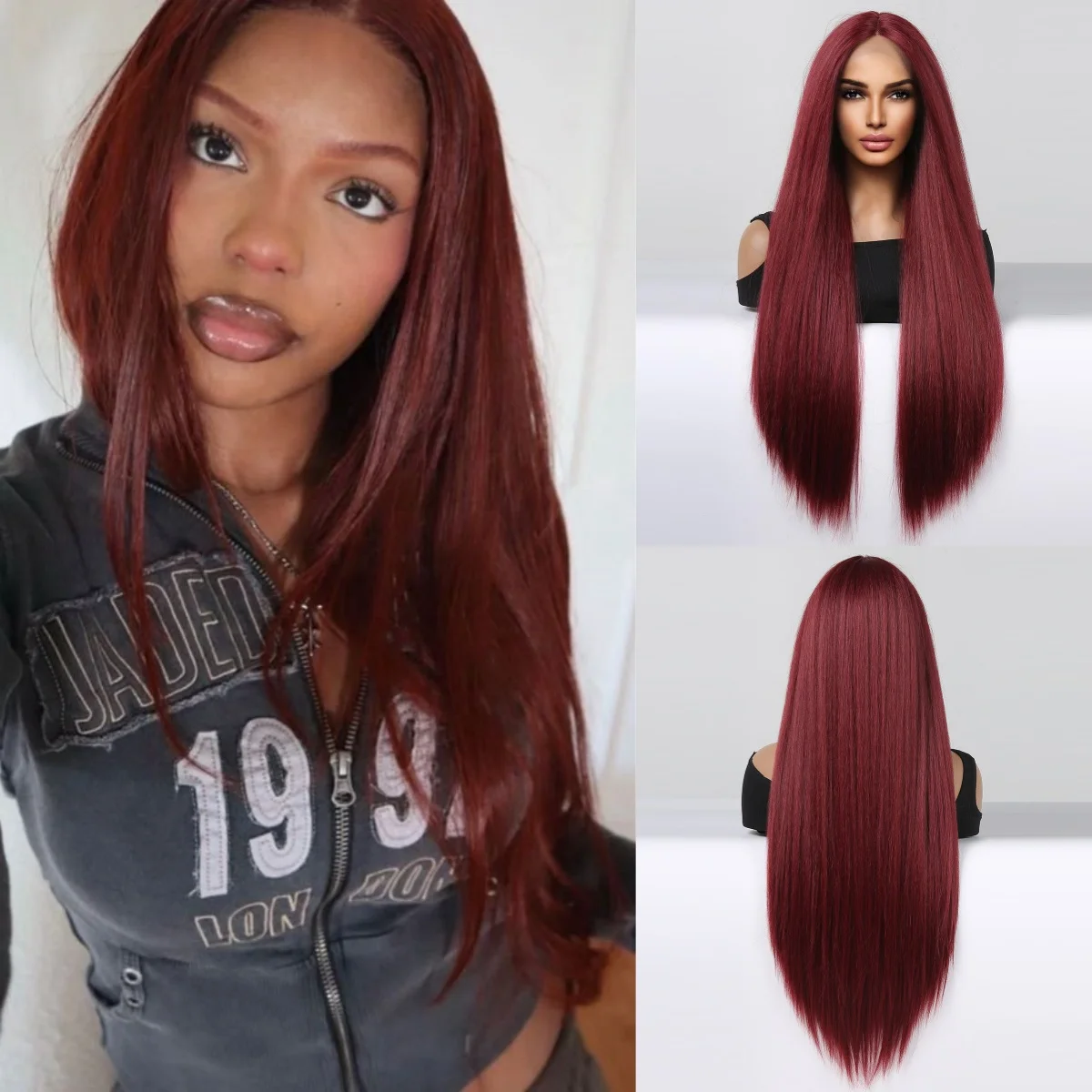 Long Straight Burgundy Lace Front Wig Synthetic Hair Female Wig For Daily party Use Heat Resistant Fiber Wine Red Cosplay Wig
Long Straight Burgundy Lace Front Wig Synthetic Hair Female Wig For Daily party Use Heat Resistant Fiber Wine Red Cosplay Wig
