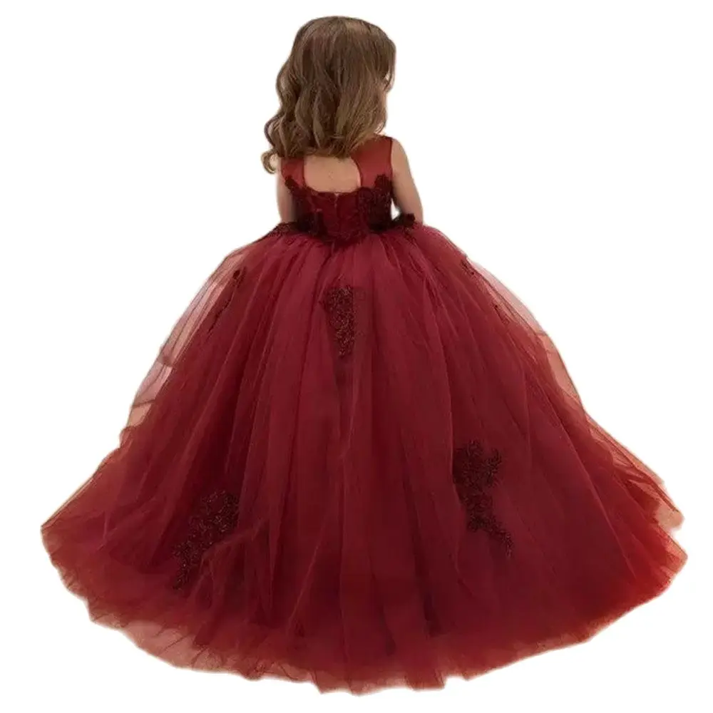 Princess Wedding Flower Girls Dresses with Applique Crew Neck Pageant Party Gowns Long Puffy Tulle Formal Communion Dress
Princess Wedding Flower Girls Dresses with Applique Crew Neck Pageant Party Gowns Long Puffy Tulle Formal Communion Dress