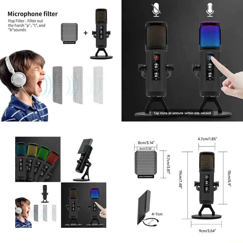 B03F Профессиональный USB-микрофон с RGB-подсветкой и технологией шумоподавления. Режимы тихого/акустического/шумоподавления.
B03F Профессиональный USB-микрофон с RGB-подсветкой и технологией шумоподавления. Режимы тихого/акустического/шумоподавления.