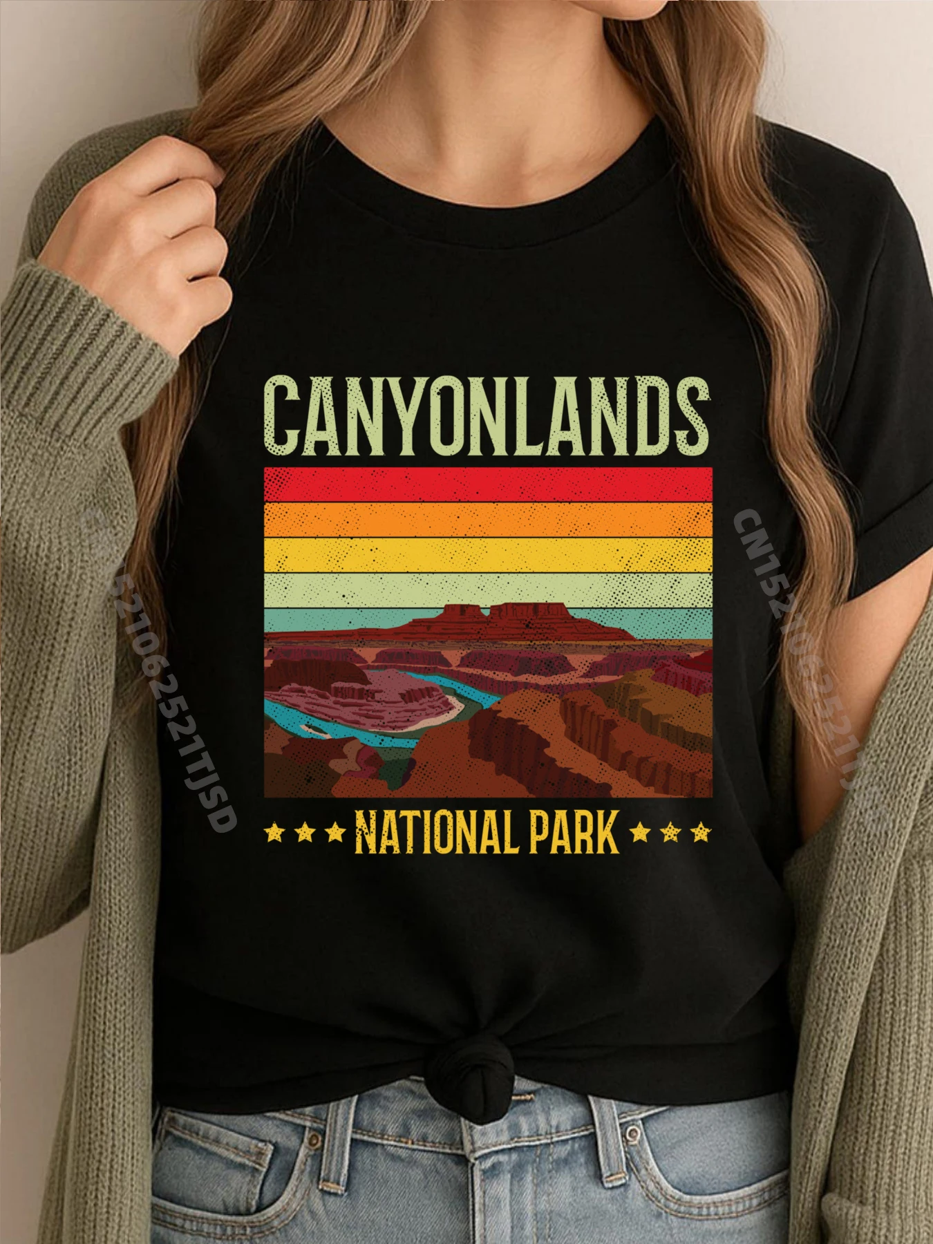 Национальный парк Каньонленд, США Юта, красная и черная футболка с рисунком, хлопковая футболка, женская футболка в китайском стиле 
Национальный парк Каньонленд, США Юта, красная и черная футболка с рисунком, хлопковая футболка, женская футболка в китайском стиле