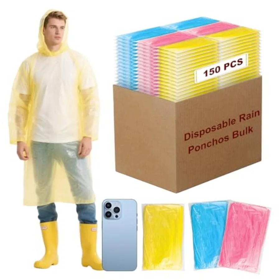150 Pcs Disposable Rain Ponchos for Women Bulk, Emergency Ponchos Rain Adult for Men Women Travelling Camping Hiking
150 Pcs Disposable Rain Ponchos for Women Bulk, Emergency Ponchos Rain Adult for Men Women Travelling Camping Hiking