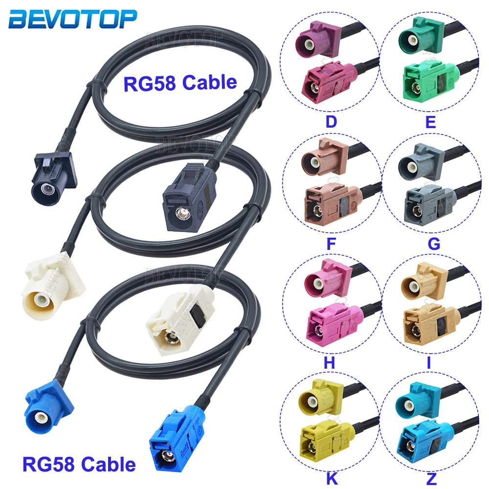 1Pcs RG58 Fakra Cable Code A/B/C/D/F/G/H/I/K/Z Male Plug to Fakra Female Connector Wire Harness Fakra RG58 Jumper Auto Cable
1Pcs RG58 Fakra Cable Code A/B/C/D/F/G/H/I/K/Z Male Plug to Fakra Female Connector Wire Harness Fakra RG58 Jumper Auto Cable
