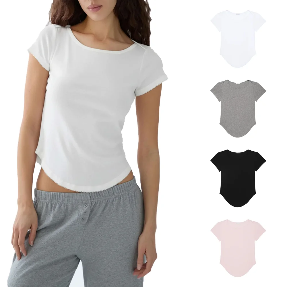 Cou Wavy Lace Short-Sleeve T-Shirt, Boat Neck Curved Hem Cropped Waist-Revealing Slim-Fit Base Top, Dog Tooth Lace Knit Short T-Shirt, Slim-Fit Flattering Crop Top for a Hot Girl Look
Cou Wavy Lace Short-Sleeve T-Shirt, Boat Neck Curved Hem Cropped Waist-Revealing Slim-Fit Base Top, Dog Tooth Lace Knit Short T-Shirt, Slim-Fit Flattering Crop Top for a Hot Girl Look
