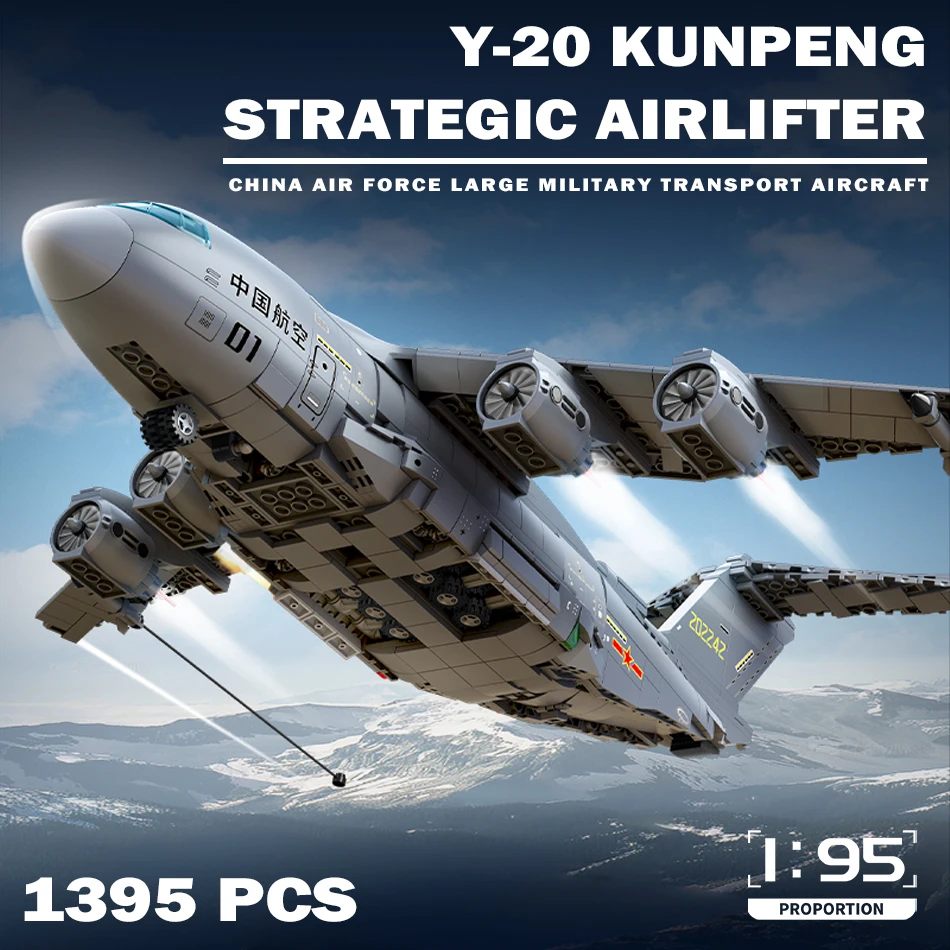 MOC Air Force Y-20 Kunpeng Strategic Airlifter Building Blocks Large Military Transport Aircraft Bricks Toys Kids Birthday Gifts
MOC Air Force Y-20 Kunpeng Strategic Airlifter Building Blocks Large Military Transport Aircraft Bricks Toys Kids Birthday Gifts