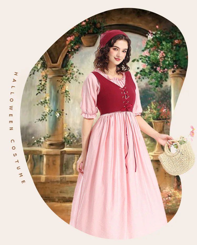 Pink Victorian Renaissance Party Dress Vest Women Mid-Sleeve Vintage Medieval Ball Gown Pastoral Costume Halloween Cosplay
Pink Victorian Renaissance Party Dress Vest Women Mid-Sleeve Vintage Medieval Ball Gown Pastoral Costume Halloween Cosplay