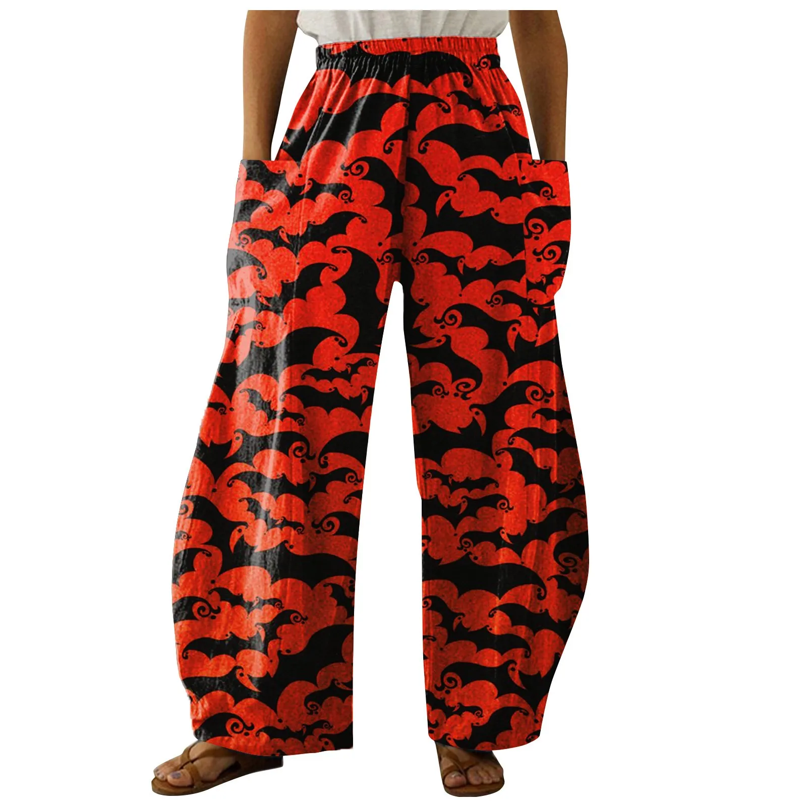 Women'S Clothing Comfortable Streetwear Thin Halloween Casual Young Style Elastic Waist Solid Color Loose Pockets Wide Leg Pants
Women'S Clothing Comfortable Streetwear Thin Halloween Casual Young Style Elastic Waist Solid Color Loose Pockets Wide Leg Pants