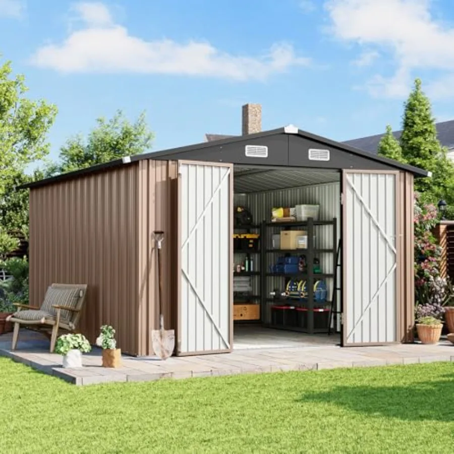 10x12 FT Outdoor Storage Shed Heavy-Duty Galvanized Steel Metal Garden Shed with Lockable Double Doors for Bike, Tool, Generato
10x12 FT Outdoor Storage Shed Heavy-Duty Galvanized Steel Metal Garden Shed with Lockable Double Doors for Bike, Tool, Generato