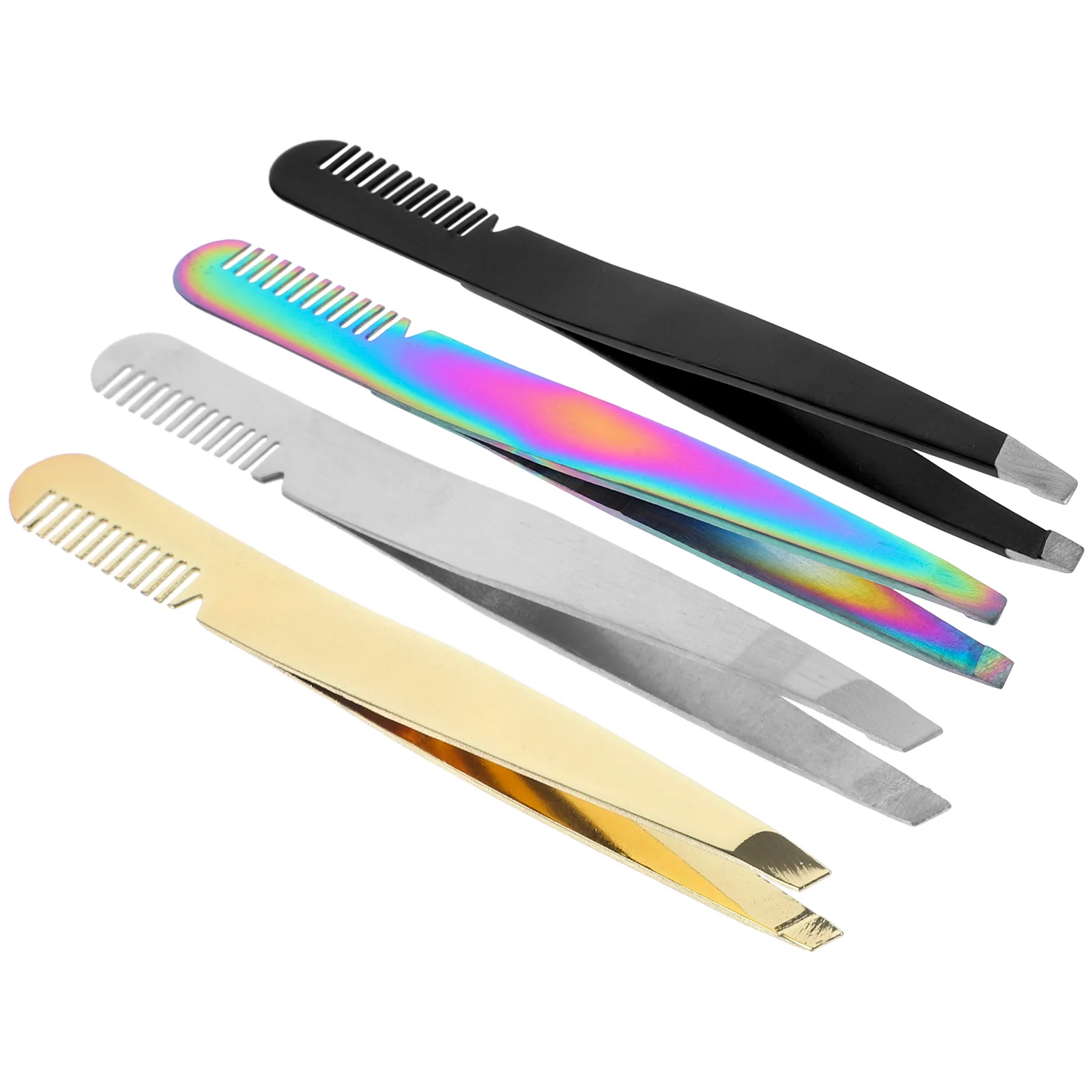4pcs Eyebrow Tweezers Stainless Facial Hair Removal Beauty Tools Rose Gold Black Silver Titanium Coating
4pcs Eyebrow Tweezers Stainless Facial Hair Removal Beauty Tools Rose Gold Black Silver Titanium Coating