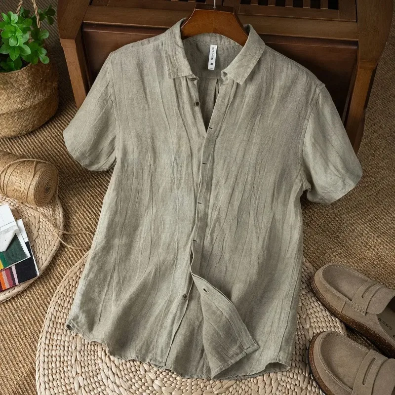 New All match linen men's shirt summer casual versatile Chinese style shirt slimming short sleeved men's top
New All match linen men's shirt summer casual versatile Chinese style shirt slimming short sleeved men's top