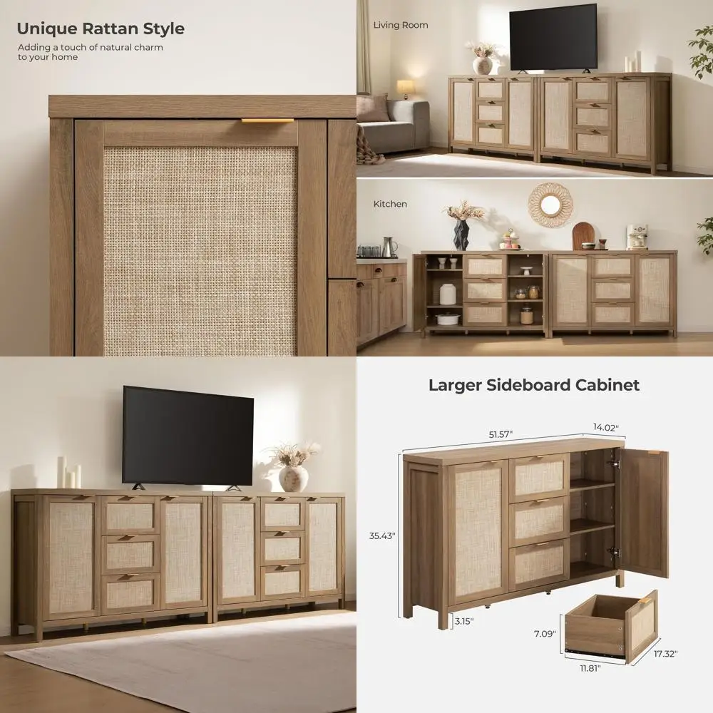 Rattan Large Sideboard Buet Cabinet with Storage - armhouse Boho Coee Bar Storage Cabinet with 3 Ders and 2 Do, Tall Crza or Liv
Rattan Large Sideboard Buet Cabinet with Storage - armhouse Boho Coee Bar Storage Cabinet with 3 Ders and 2 Do, Tall Crza or Liv
