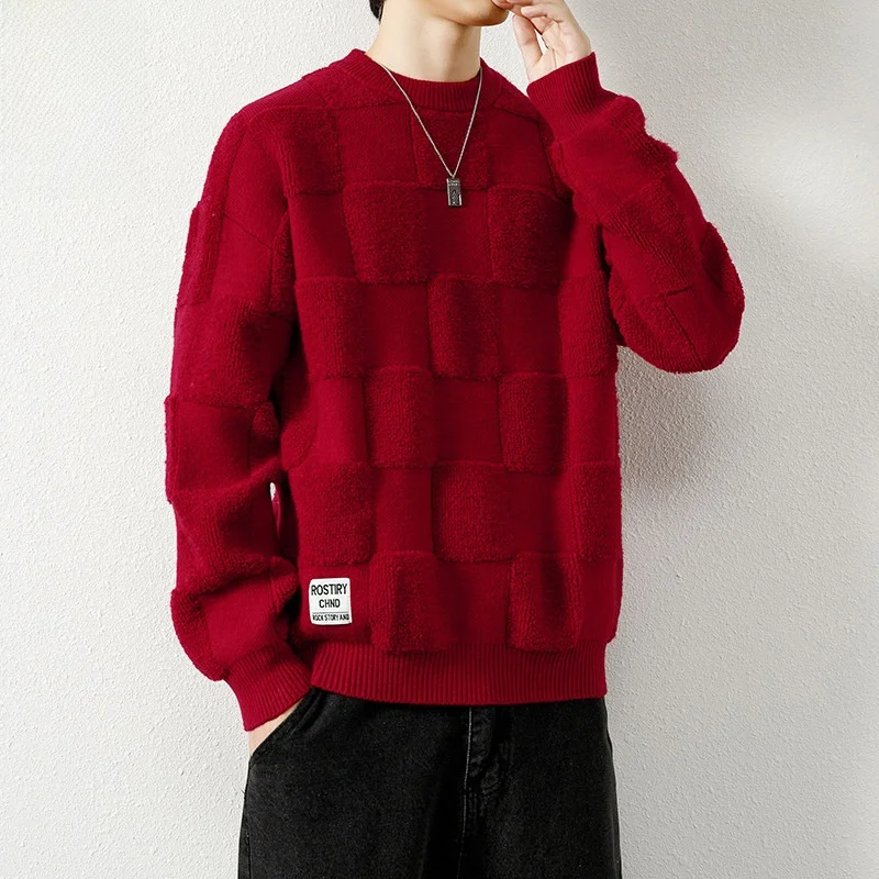 Красный повседневный вязаный свитер для мужчин, новая зимняя коллекция, свободный крой, круглый вырез, длинный рукав
Красный повседневный вязаный свитер для мужчин, новая зимняя коллекция, свободный крой, круглый вырез, длинный рукав