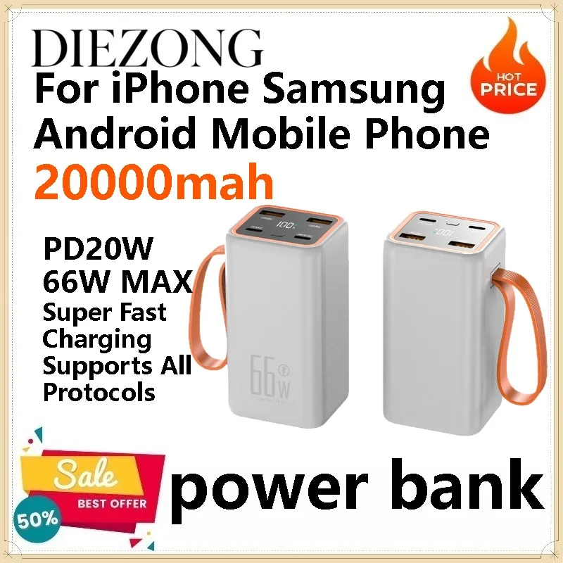 66W Quick Charge 20000mAh Large Capacity Power Bank Pocket Size Portable Phone Charger for All IPhone & Android Smartphones
66W Quick Charge 20000mAh Large Capacity Power Bank Pocket Size Portable Phone Charger for All IPhone & Android Smartphones