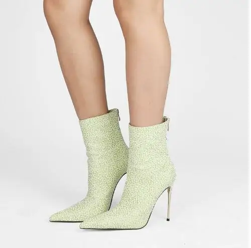Glitter Green Pink Bling Pointed Toe Zipper Back Ankle Boots Woman Sexy 120 MM Thin High Heels Spring Short Booties Size 46
Glitter Green Pink Bling Pointed Toe Zipper Back Ankle Boots Woman Sexy 120 MM Thin High Heels Spring Short Booties Size 46