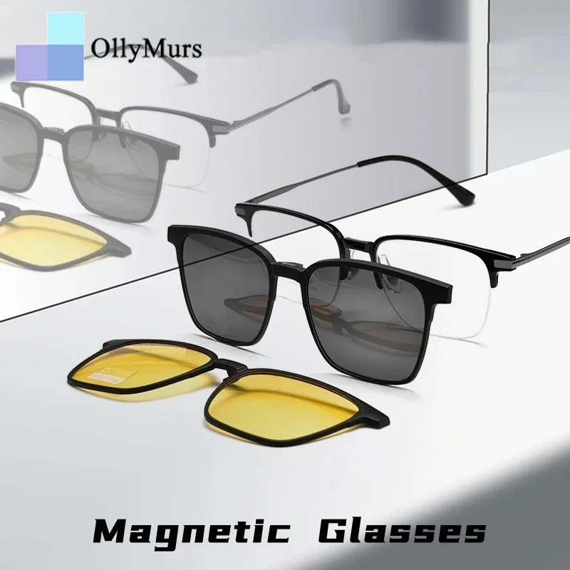 OLLYMURS модные очки с магнитной поляризацией и антибликовым покрытием, ультралегкие титановые оптические очки по рецепту, мужские очки в полуоправе
OLLYMURS модные очки с магнитной поляризацией и антибликовым покрытием, ультралегкие титановые оптические очки по рецепту, мужские очки в полуоправе