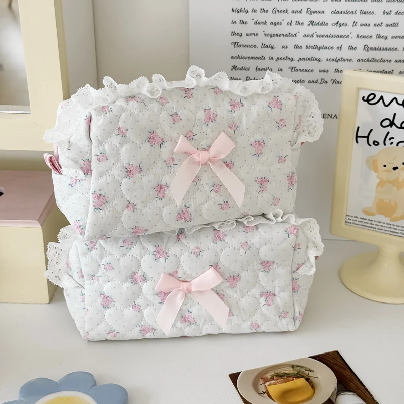 Pink Floral Bow Cosmetic Bag Cute Lace Makeup Pouch Large Capacity Women Cosmetic Organizer Storage Bags
Pink Floral Bow Cosmetic Bag Cute Lace Makeup Pouch Large Capacity Women Cosmetic Organizer Storage Bags