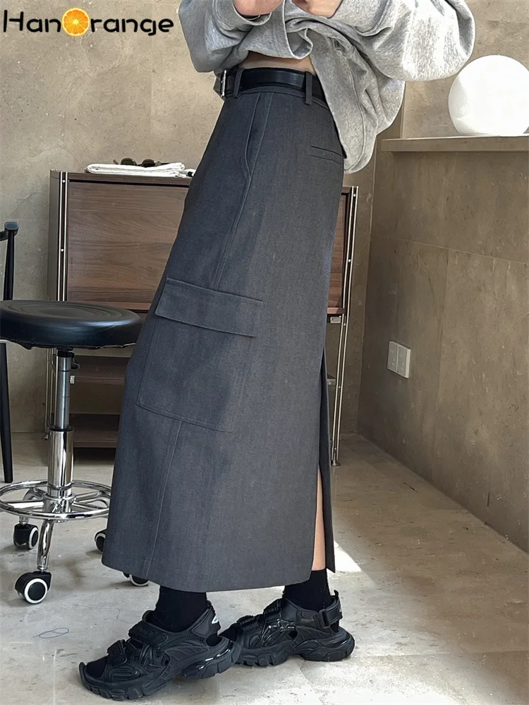 HanOrange 2026 Spring Fashion Pocket Skirt Straight Tube H-shaped Wide Drape Slit Midi Skirt Grey Black Cargo
HanOrange 2026 Spring Fashion Pocket Skirt Straight Tube H-shaped Wide Drape Slit Midi Skirt Grey Black Cargo