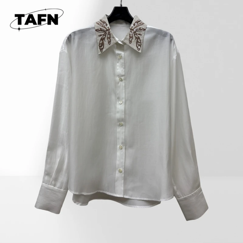 Pure Cotton Linen Embroidery Sequined Lapel Shirt Old Money Style Minimalist Advanced Texture Trendy and Comfortable AE1829
Pure Cotton Linen Embroidery Sequined Lapel Shirt Old Money Style Minimalist Advanced Texture Trendy and Comfortable AE1829