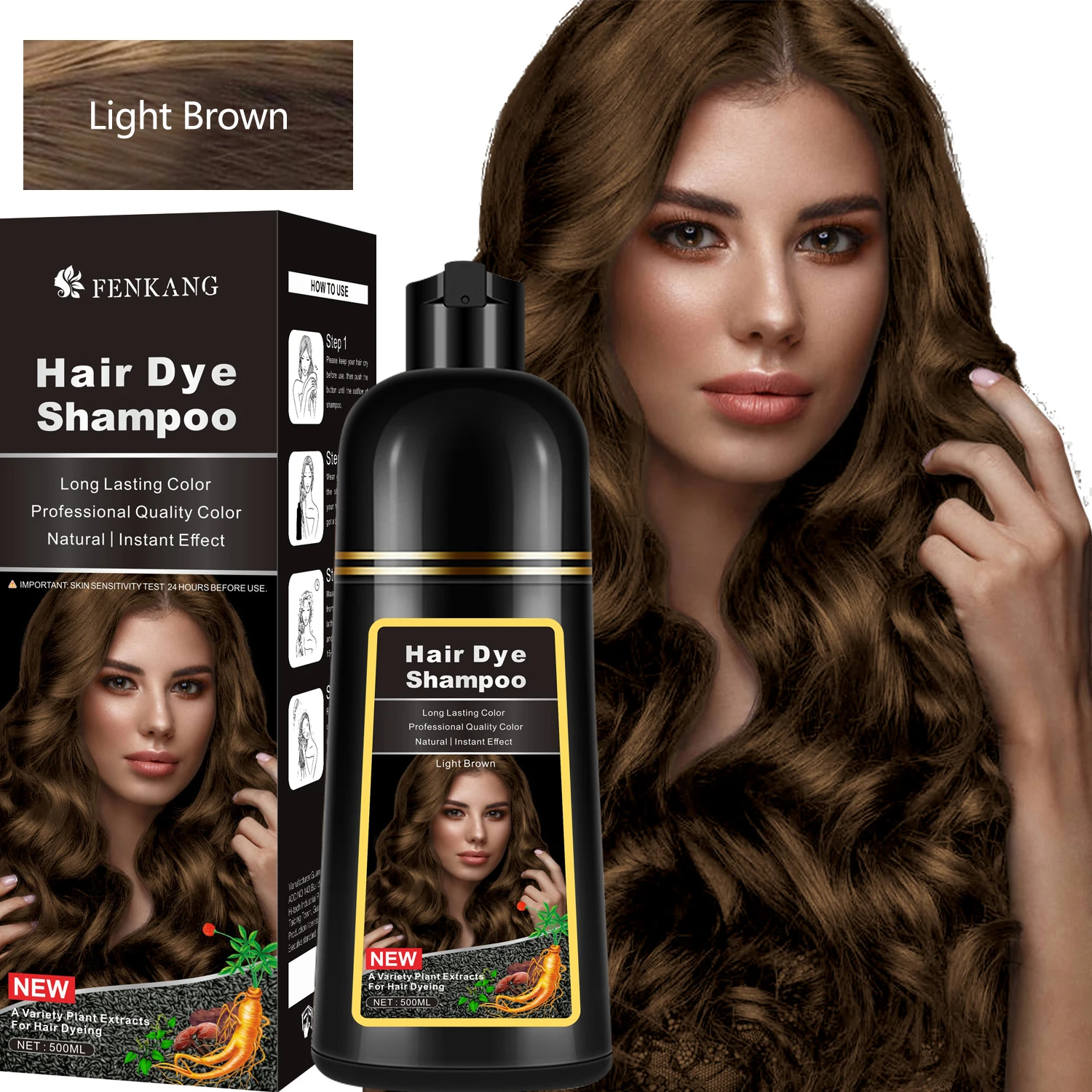 Hair Dye Shampoo Light Brown 4-in-1 Plant Extract Long Lasting Color Easy Use No Damage Gray Coverage 500ml
Hair Dye Shampoo Light Brown 4-in-1 Plant Extract Long Lasting Color Easy Use No Damage Gray Coverage 500ml