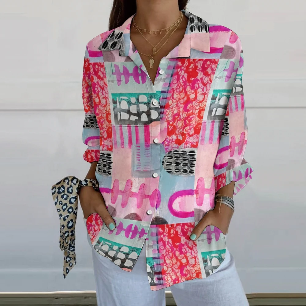 Women's Color Matching Floral Print Casual V-Neck Shirt Retro Elegant Beach Party Clothing Lapel Polo Shirt Long Sleeve
Women's Color Matching Floral Print Casual V-Neck Shirt Retro Elegant Beach Party Clothing Lapel Polo Shirt Long Sleeve