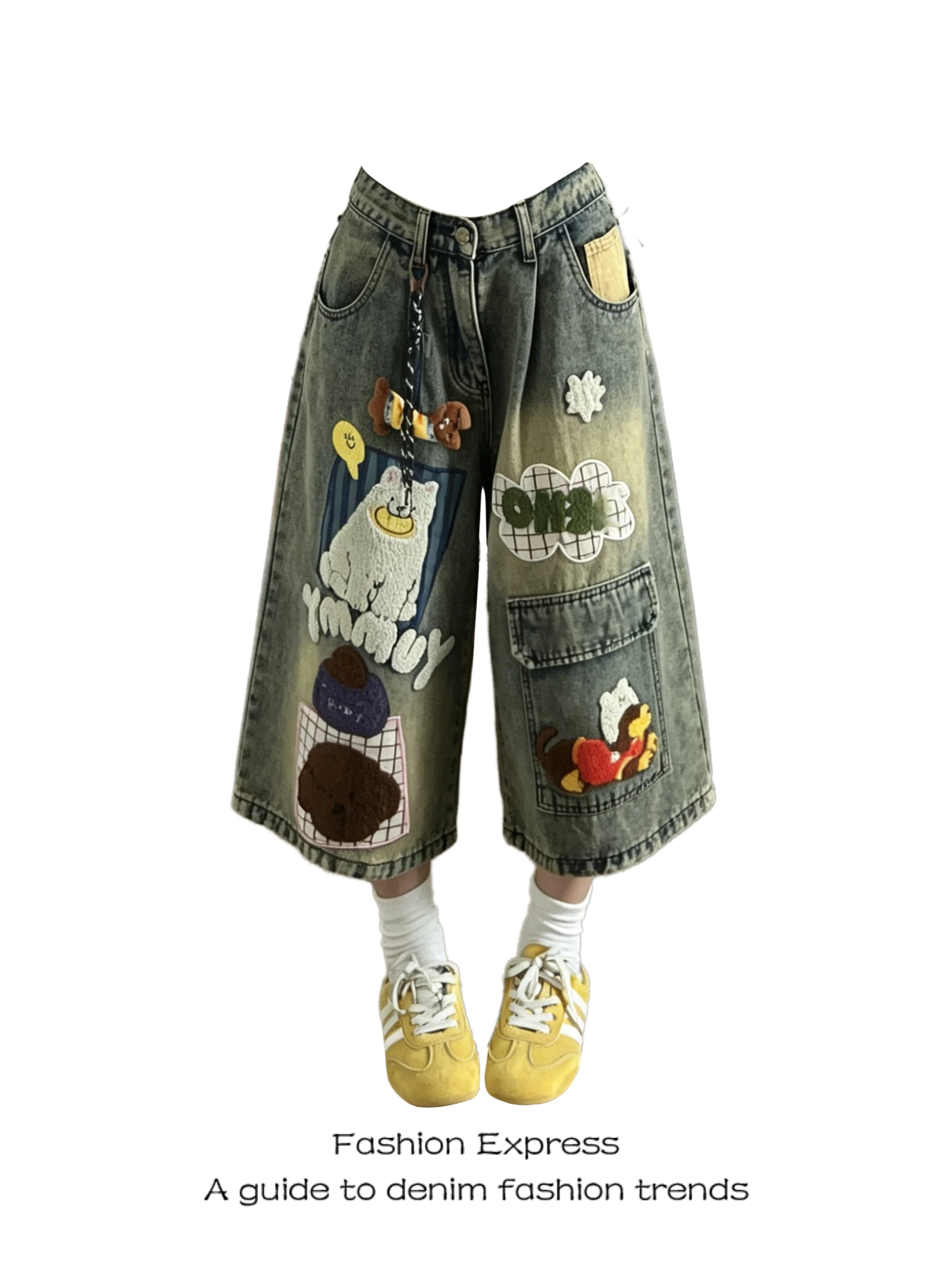 Retro American Cartoon Embroidery 7/8 Length Jeans Women Summer New Design Loose Casual Shorts High Waist Wide Leg Jeans
Retro American Cartoon Embroidery 7/8 Length Jeans Women Summer New Design Loose Casual Shorts High Waist Wide Leg Jeans