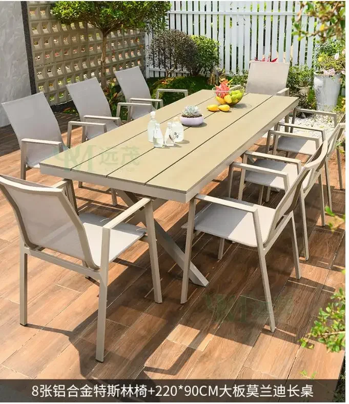 Outdoor tables and chairs courtyard open air tea table outdoor leisure plastic wood telescopic aluminum alloy table combination
Outdoor tables and chairs courtyard open air tea table outdoor leisure plastic wood telescopic aluminum alloy table combination