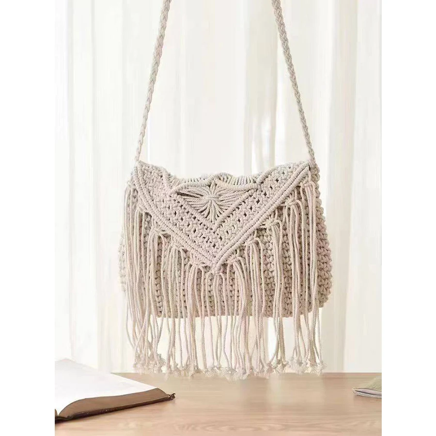 Handmade Cotton Woven Knitted Tassel Crossbody Bag Vintage Shoulder Messenger Bag Female Fashion Beach Summer Handbags 2026 bag
Handmade Cotton Woven Knitted Tassel Crossbody Bag Vintage Shoulder Messenger Bag Female Fashion Beach Summer Handbags 2026 bag
