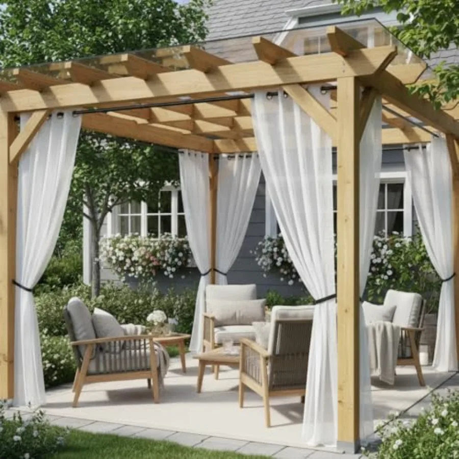 4 Panels Outdoor Curtains for Patio Semi-Sheer Polyester Curtains in Beige Waterproof, UV-Resistant, Privacy-Focused Sun Light
4 Panels Outdoor Curtains for Patio Semi-Sheer Polyester Curtains in Beige Waterproof, UV-Resistant, Privacy-Focused Sun Light