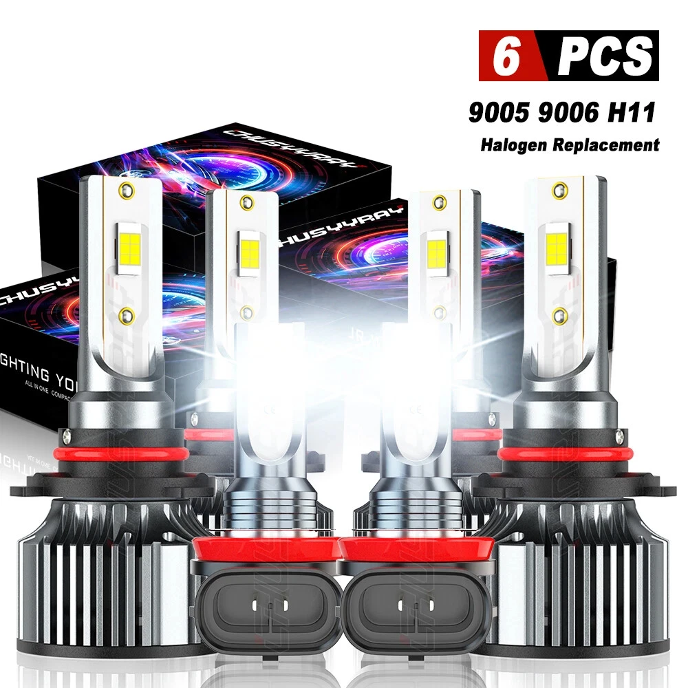 6x Canbus 9005 9006 H11 LED Headlight High/Low+Fog Lamp Bulbs Kit 12V 6500K 100000LM IP68 Waterproof 1:1 Same Size Plug and play
6x Canbus 9005 9006 H11 LED Headlight High/Low+Fog Lamp Bulbs Kit 12V 6500K 100000LM IP68 Waterproof 1:1 Same Size Plug and play