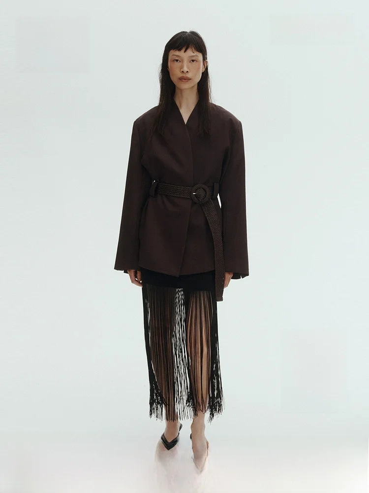 H&M Summer New Women's Casual Suit with Belt No Collar 1339146 Polyester Nylon Rayon Blend Fiber Fashion Ladies Jacket
H&M Summer New Women's Casual Suit with Belt No Collar 1339146 Polyester Nylon Rayon Blend Fiber Fashion Ladies Jacket