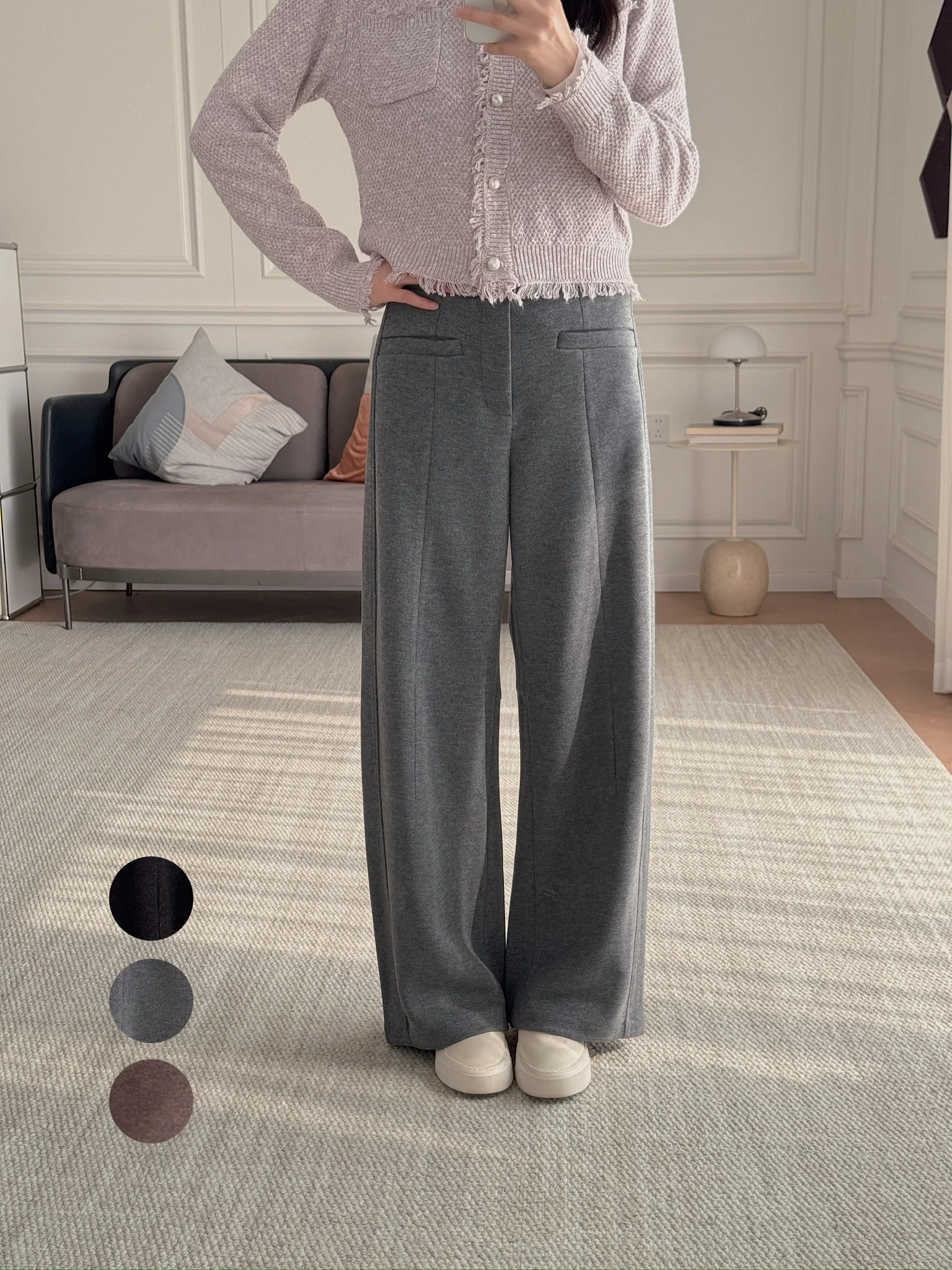 Slimming Warm Wool Blend High Waist Straight Leg Pants Knife ket Casual Trousers for Women Autumn Winter Faion
Slimming Warm Wool Blend High Waist Straight Leg Pants Knife ket Casual Trousers for Women Autumn Winter Faion
