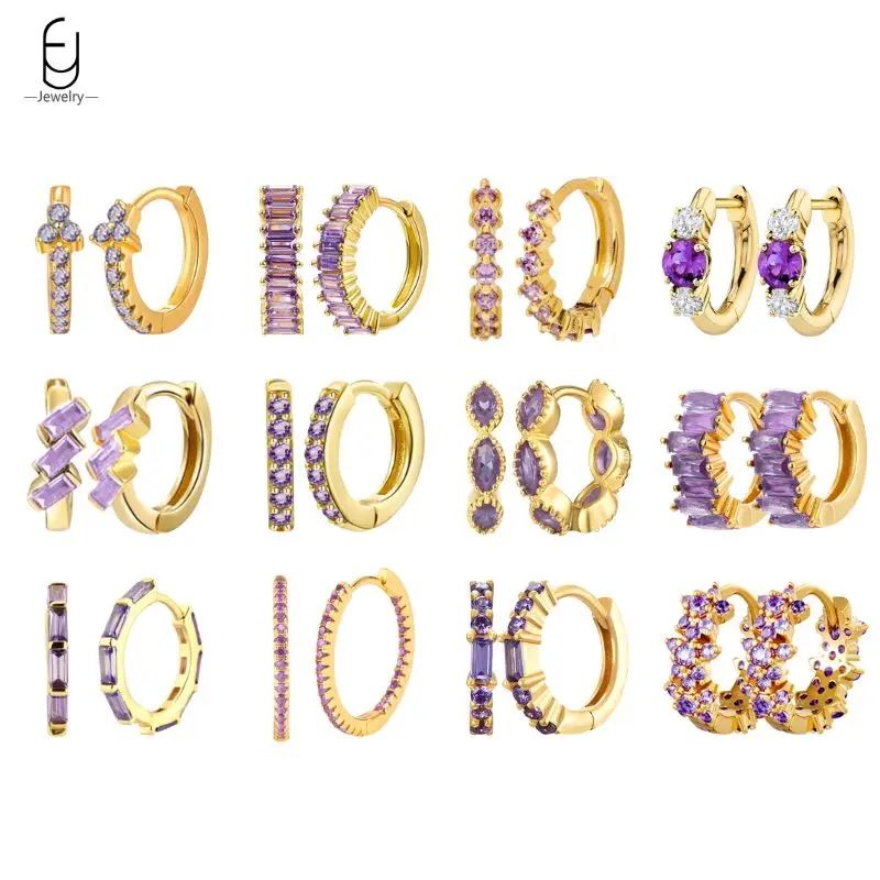 925 Sterling Silver Ear Needle Purple Zircon Hoop Earrings for Women Luxury geometry Round Gold Earrings Fine Jewelry Gifts
925 Sterling Silver Ear Needle Purple Zircon Hoop Earrings for Women Luxury geometry Round Gold Earrings Fine Jewelry Gifts