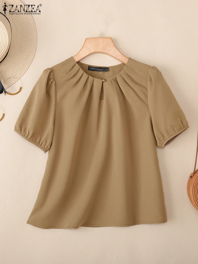 ZANZEA Women Stylish Blouses Elegant Chic Pleated Keyhole O-Neck Short Puff Sleeve Solid Color Tops Everyday Wear 3 Colors S-3XL
ZANZEA Women Stylish Blouses Elegant Chic Pleated Keyhole O-Neck Short Puff Sleeve Solid Color Tops Everyday Wear 3 Colors S-3XL
