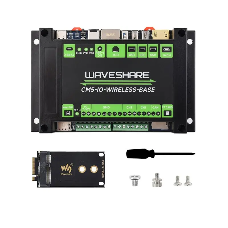 Waveshare Dual MIPI 4K Output CM5-IO-WIRELESS-BASE For Raspberry Pi CM5 Industrial Expansion Module 4G/5G Lora Gigabit Ethernet
Waveshare Dual MIPI 4K Output CM5-IO-WIRELESS-BASE For Raspberry Pi CM5 Industrial Expansion Module 4G/5G Lora Gigabit Ethernet