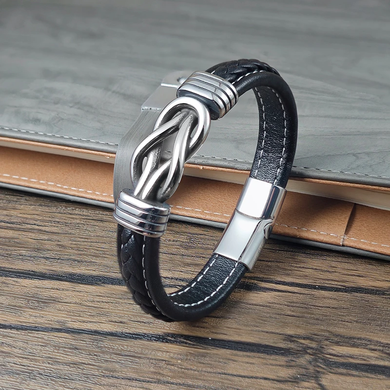 High Quality Vintage Punk Men Leather Intertwined Bracelet Stainless Steel Knot Charm Magnetic Buckle Bangle Casual Wristband
High Quality Vintage Punk Men Leather Intertwined Bracelet Stainless Steel Knot Charm Magnetic Buckle Bangle Casual Wristband